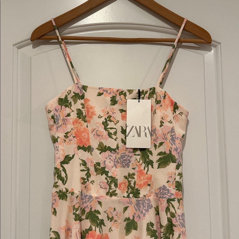 NWT Zara Mini Floral Spaghetti Strap Dress Blogger Favorite Sz XS - Picture 7 of 13